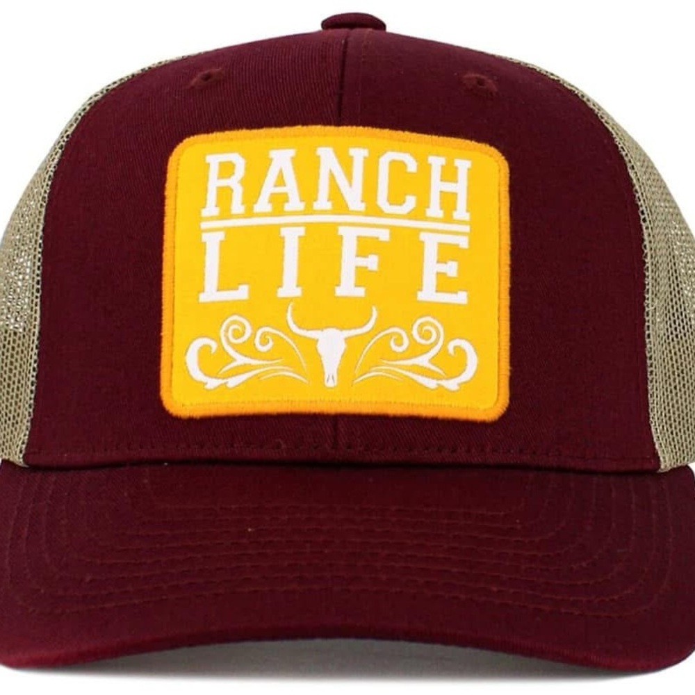 KBETHOS Burgundy and Tan Ranch Life Hat